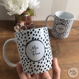 set of two - mr & mrs personalised mugs