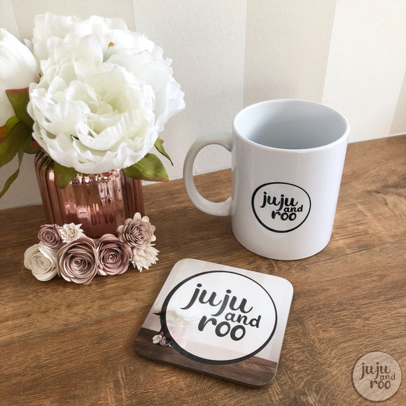 small business logo - mug and coaster set