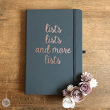 lists lists and more lists - notebook