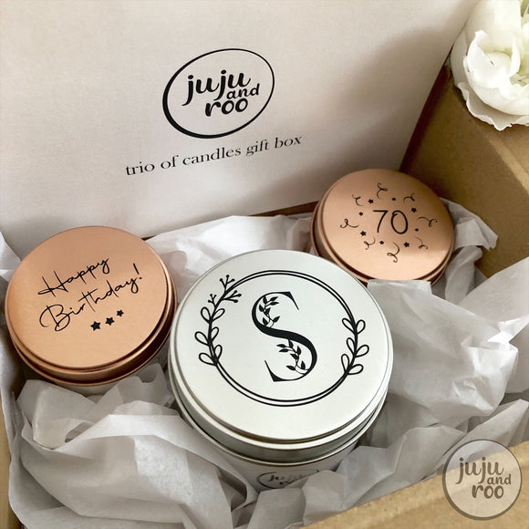 trio of candles - birthday gift set